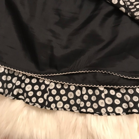 Maeve Ruffled Button Black & White Mini Skirt XXS - Picture 2 of 4